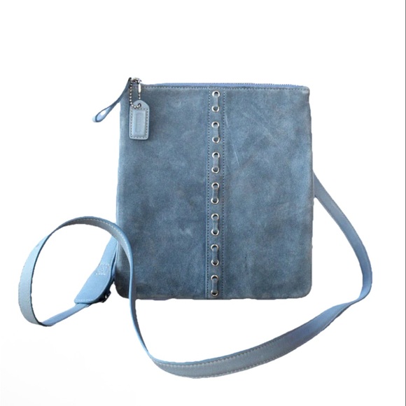 Coach Light Blue Suede Crossbody Bag - Picture 1 of 12